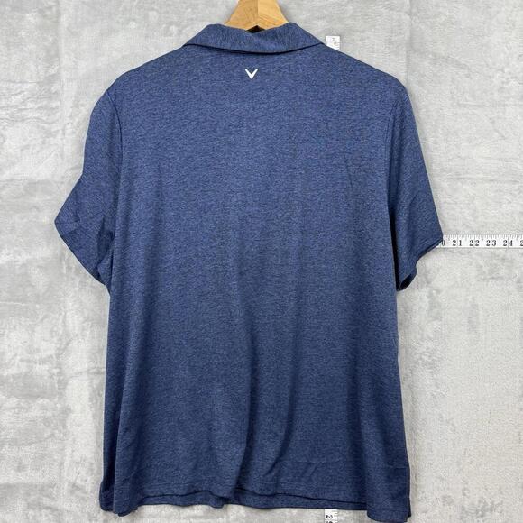 Callaway 1/4 Zip Golf Polo Shirt Men Size 2X Heathered Blue Short Sleeve Stretch - Picture 4 of 9